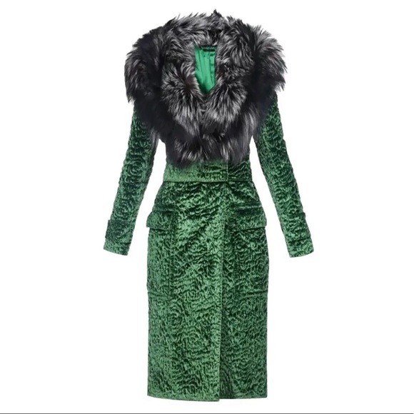 Tom Ford Jackets & Blazers - AUTHENTIC TOM FORD Forest Green Astrakan Velvet Coat w/Fox Fur collar. 6/42.